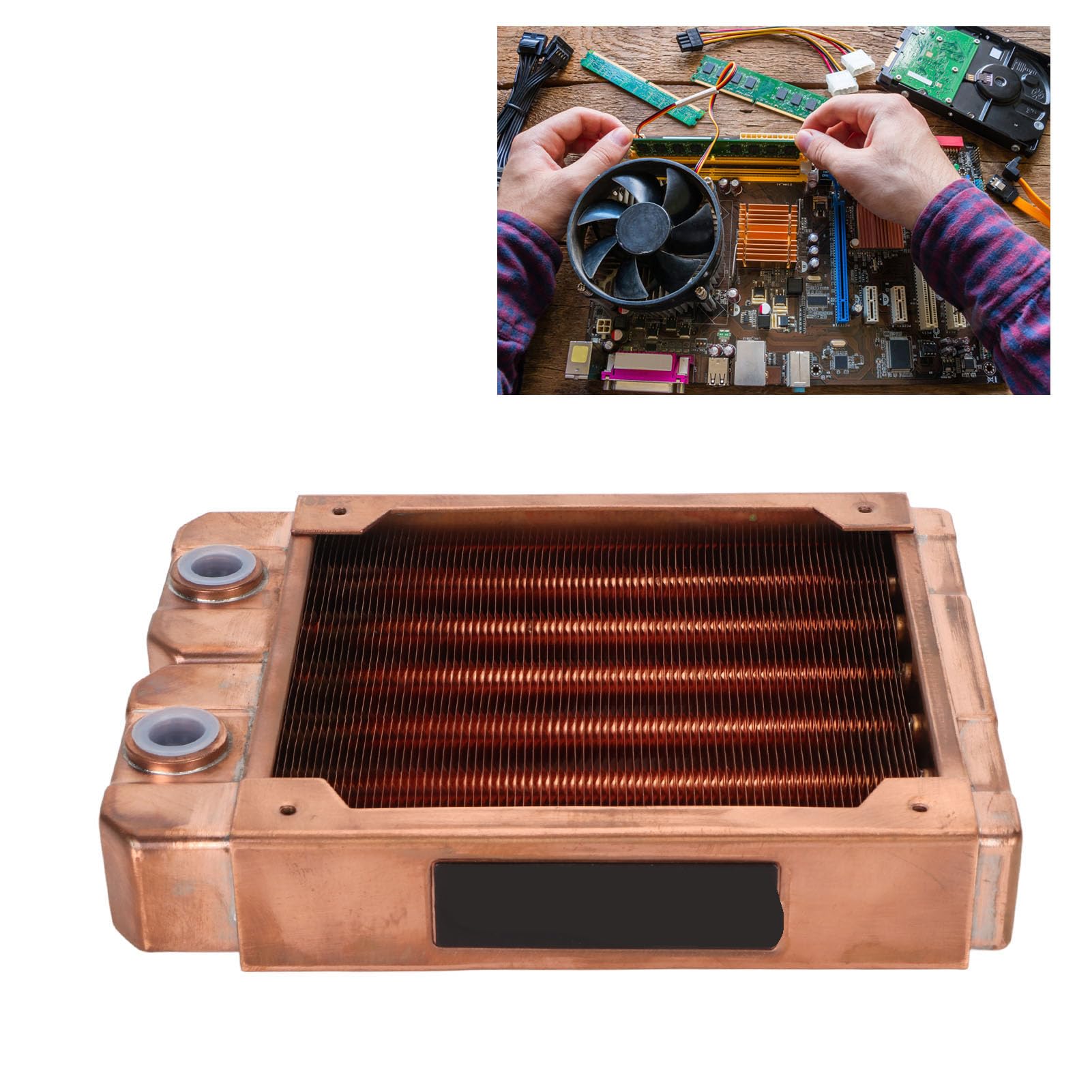 Bewinner Radiatore per Computer con Raffreddamento Ad Acqua, 7 Tubi Scambiatore di Calore in Rame Rosso Dissipatore di Calore per Radiatore di Raffreddamento a Liquido 120mm per