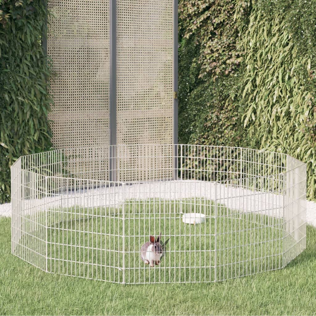 vidaXL 12-panelowa klatka dla królika, 54x60 cm, galwanizowane żelazo, klatka dla królika, wybieg dla królika, kojec dla królika, klatki dla królików