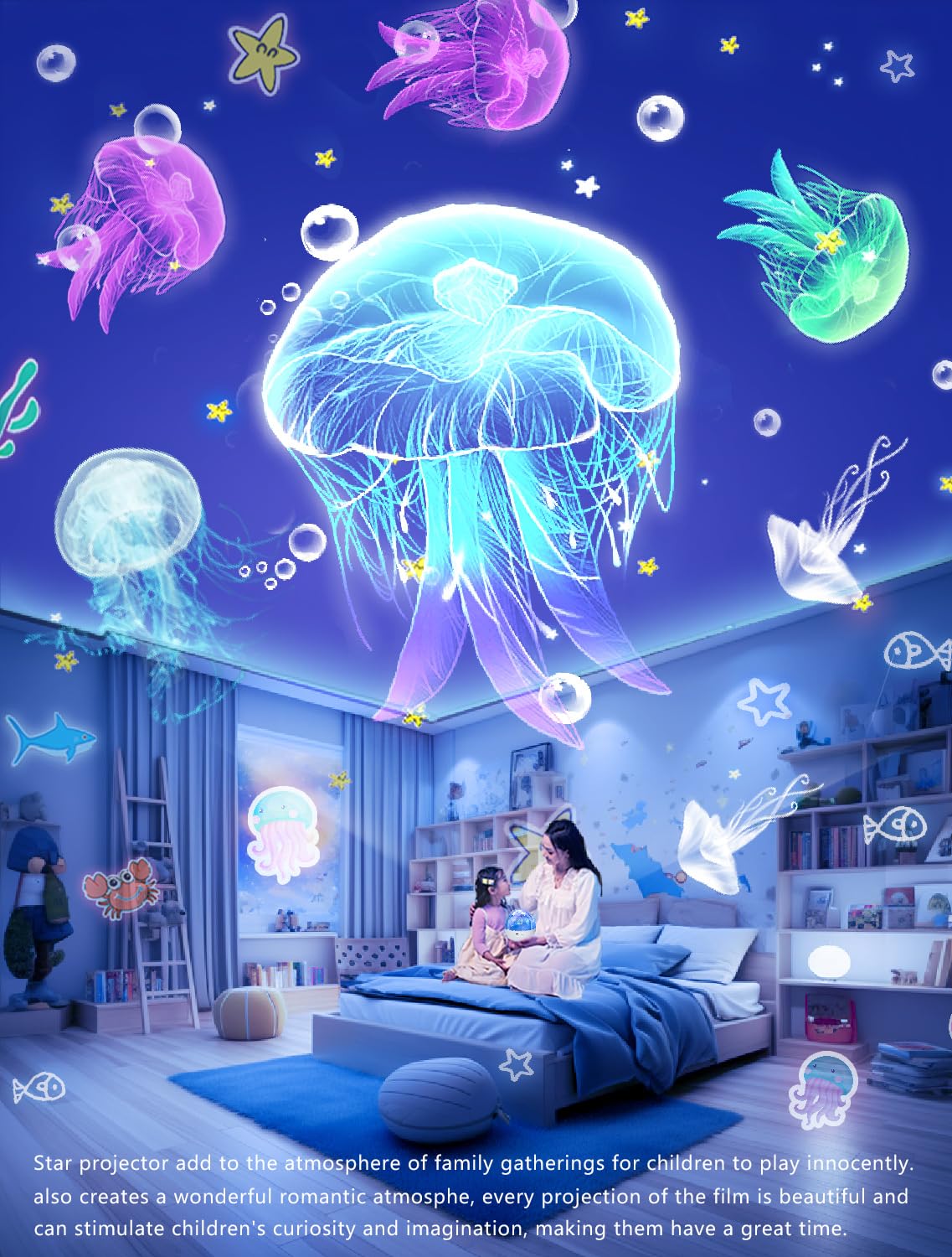 21 juegos de películas, proyector de luz nocturna para dormitorio de niños, techo, luz nocturna para niños, proyector de galaxia de estrellas para niñas de 1 a 14 años con rotación de 360° para