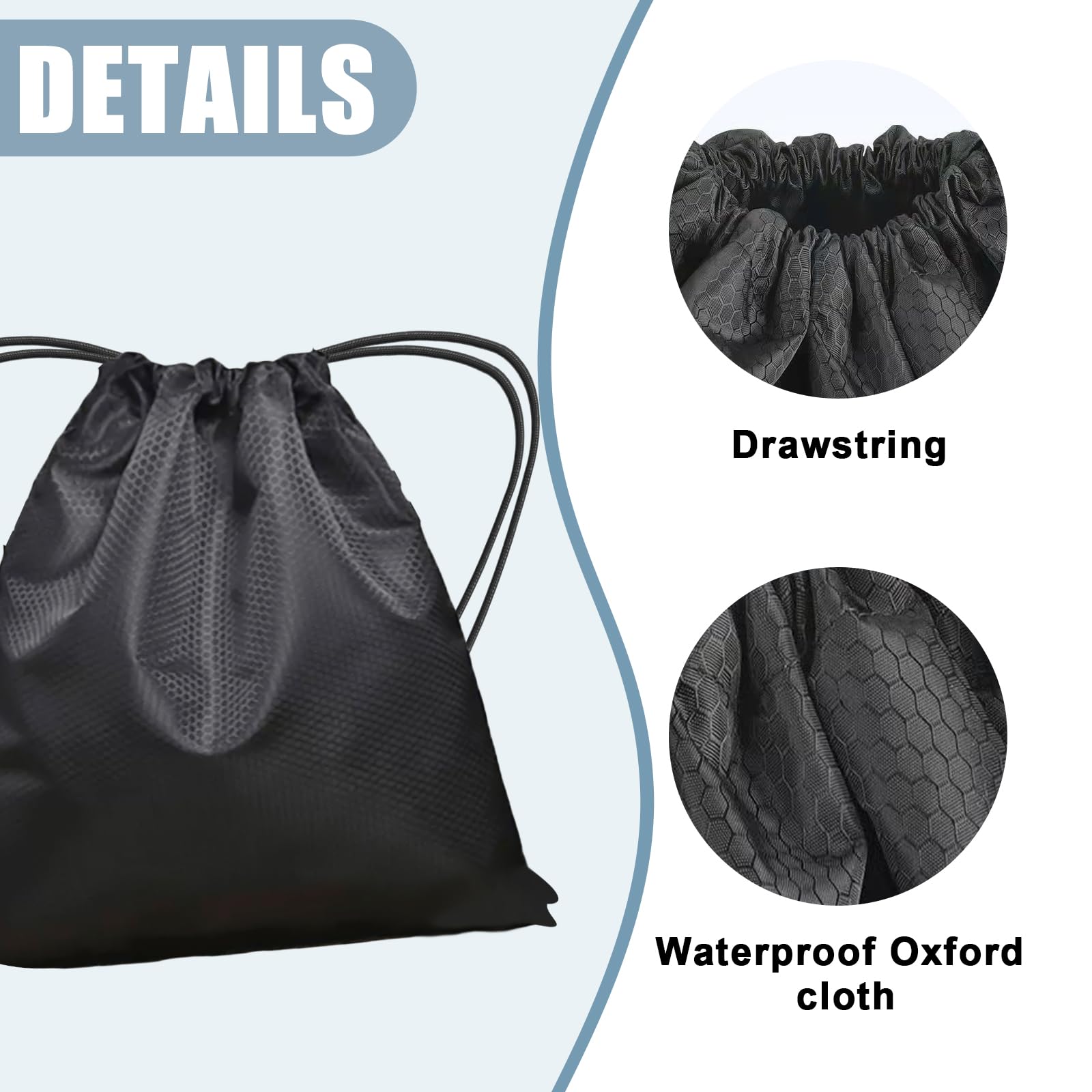 2 Bolsas para Casco de Motocicleta: 50 x 50 cm, Impermeable, Con Cordón - Para Moto, Bicicleta, Esquí, Baloncesto - Color Negro