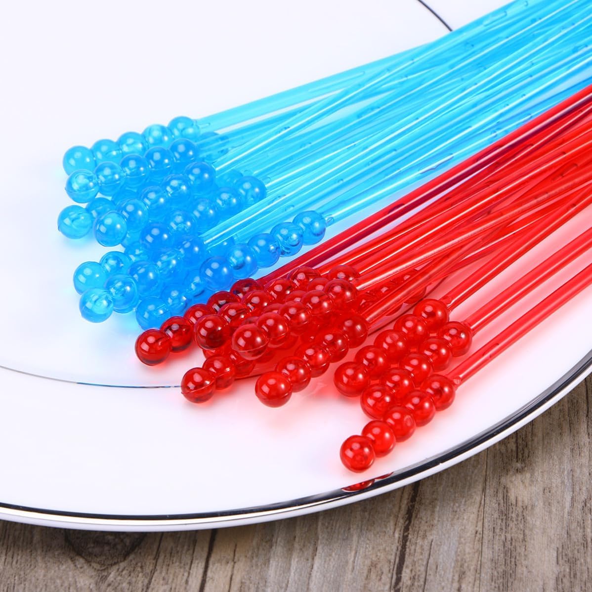 Acrylic round Bead Swizzle Sticks Colorful 50 Pcs