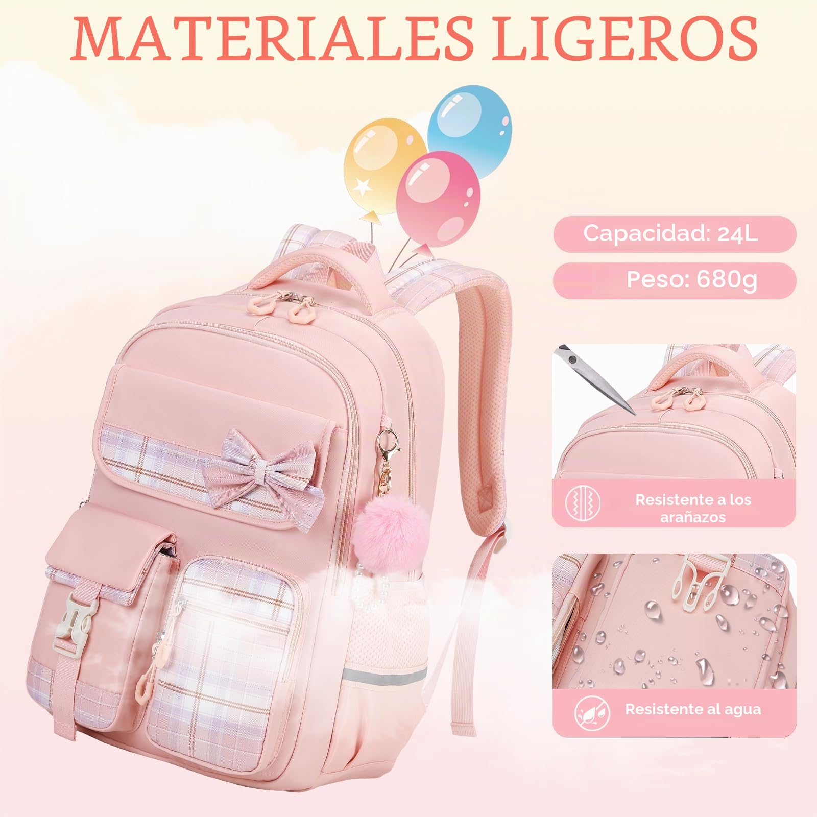 Tanou Mochila Escolar Niña, Mochilas para Colegio y Instituto Impermeable