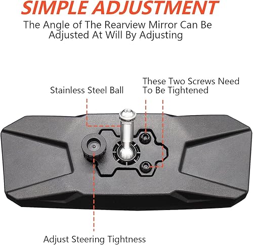 Miniatura 4 de Espejo retrovisor UTV para jaula antivuelco de 1.5 a 2.0 pulgadas, nuevos espejos RZR con gran campo de visión ajustable, compatible con Polaris