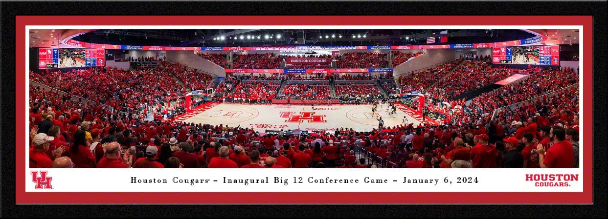 Houston Cougars Basketball - 41.5x15-inch Single Mat, Select Framed Picture by Blakeway Panoramas
