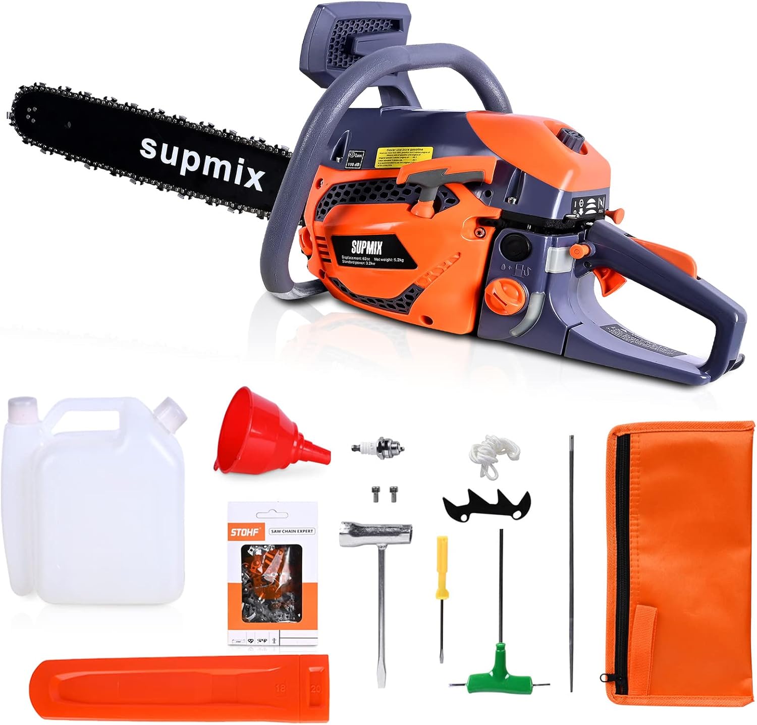 20Inch Gas Powered Chainsaw,62cc Petrol Chainsaw Garden Tools,3.4HP 2