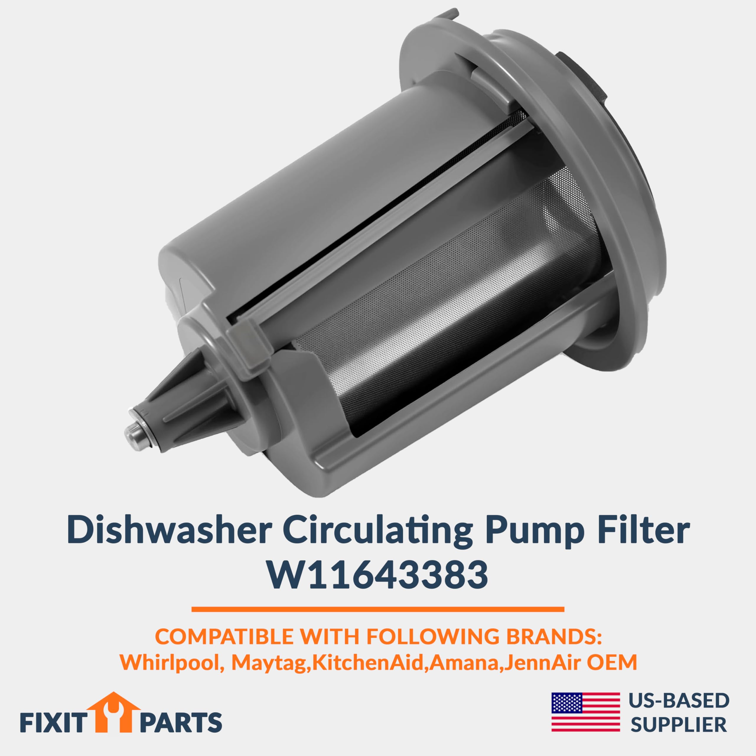W11643383 - Filtro de bomba de circulación para lavavajillas que sustituye a W11108699 funciona con Whirlpool, Maytag