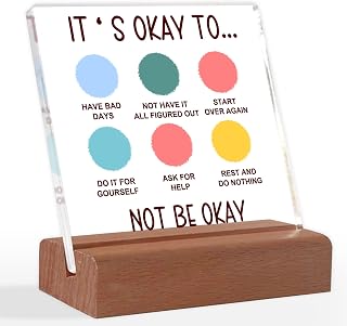 Mental Health Gift, School Counselor Gift, School Counseling Office Must Haves Decor, Anxiety Therapy Acrylic Sign With Wooden Stand, Motivational Gift for Counseling Therapy Office Students Classroom