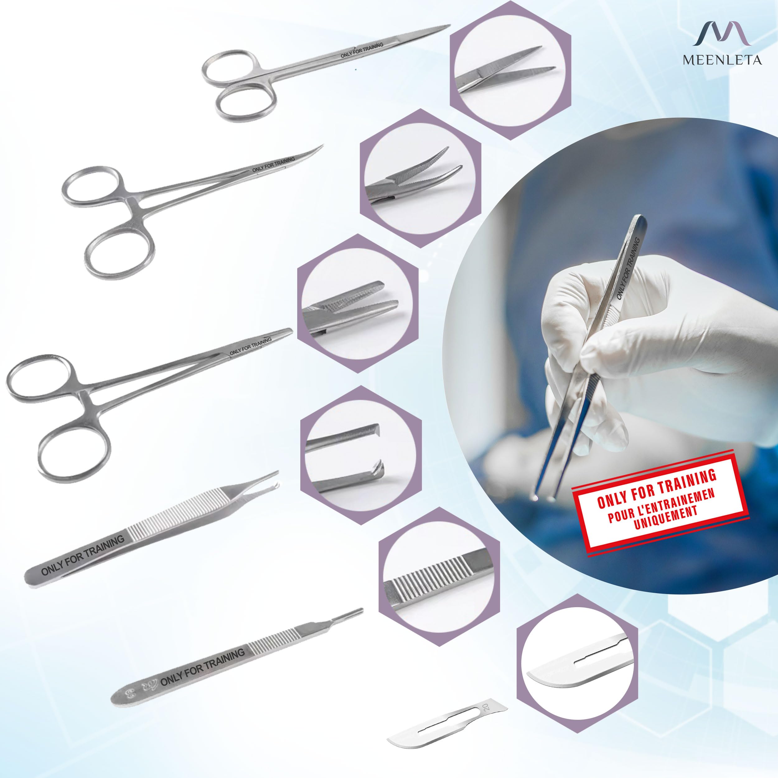 Kit d’Entraînement à la Suture – Ensemble de Simulation pour Pratique et Apprentissage | Outils Réutilisables + Peau Synthétique