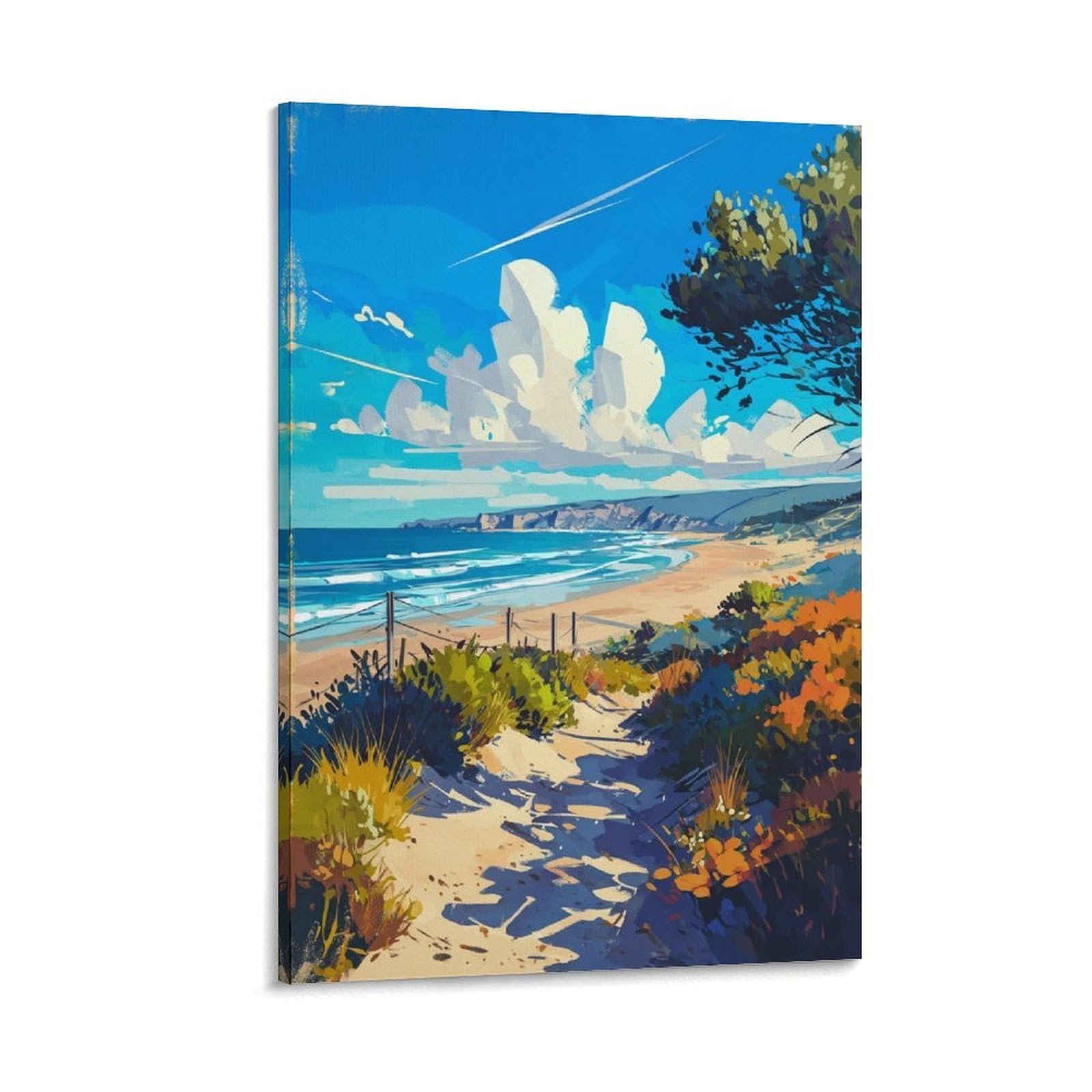 Cambrillo Beach Posters 24x36inch(60x90cm) Vintage Watercolor Canvas Art