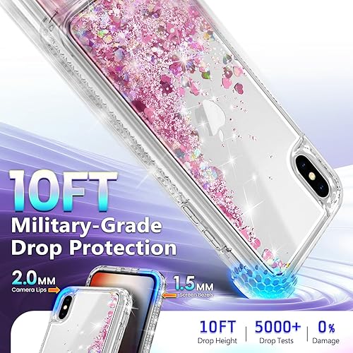 Miniatura 5 de NGB - Funda para teléfono diseñada para iPhone XR, color oro rosa, bonita funda con purpurina líquida brillante para mujeres, niñas y niños, con