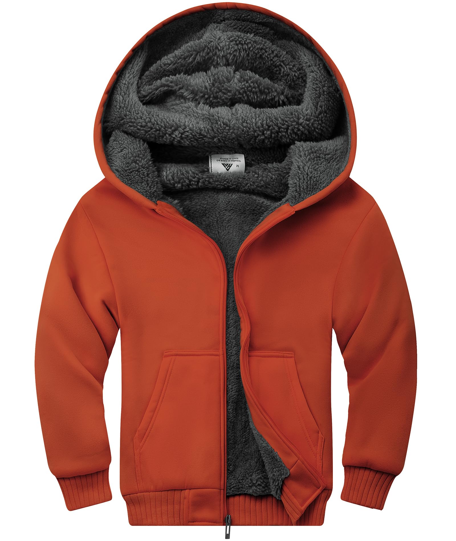Boys Fleece Hoodie Kids Hooded Jacket Zip Up Warm Winter Coat