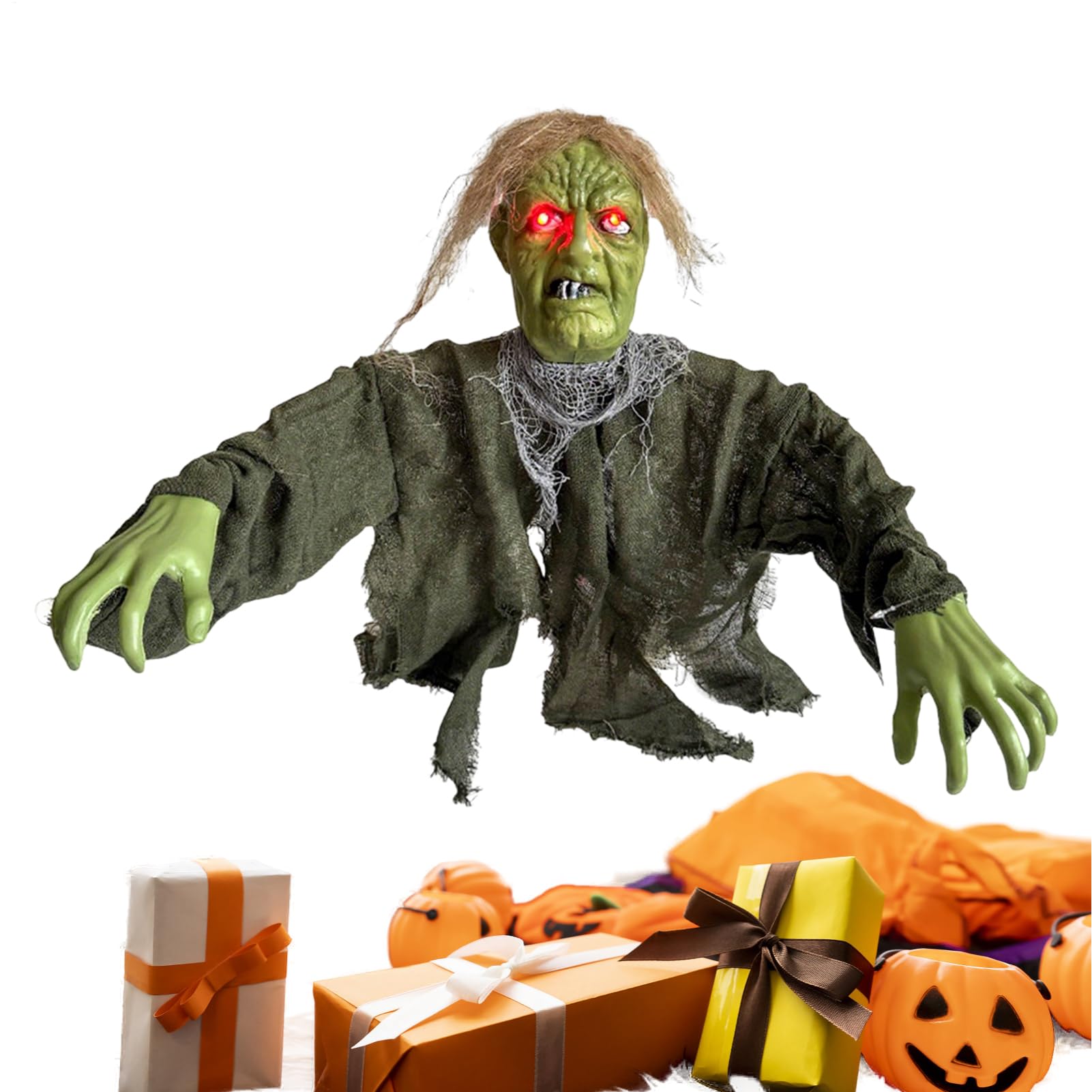 Piquets fantômes d'Halloween : décoration luminescente pour allée de jardin et terrasse