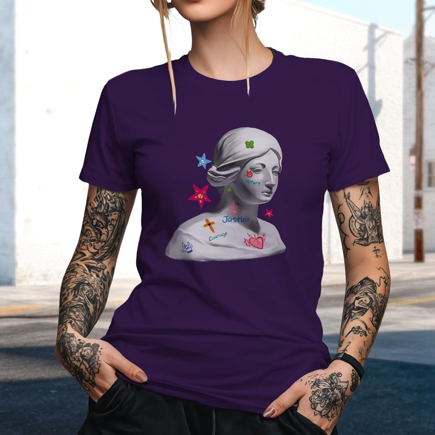 Blouses for Women Solid 100% Cotton Graphic Short Sleeve Crewneck Loose Fit Boho Stylish Casual Tees - Image 2