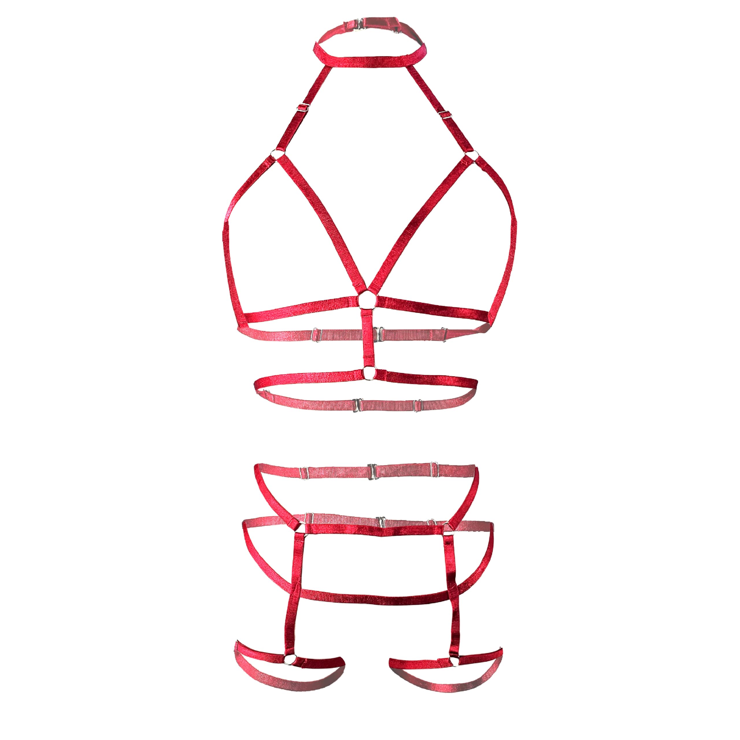 myza Womens Solid Open Front Harness Strap Lingerie Set (Pack 0f 1)-picture-52