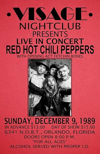 Cartel de concierto de 1989 de la réplica de los chiles rojos vivos