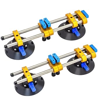 2PCS 6 inch Stone Seamless Seam Setter With Vacuum Suction Cups For Seam Joining Leveling,Solid Countertop Installation Tool for Quartz slabs  Granite, Stone, Marble,Tile Gap Regulator