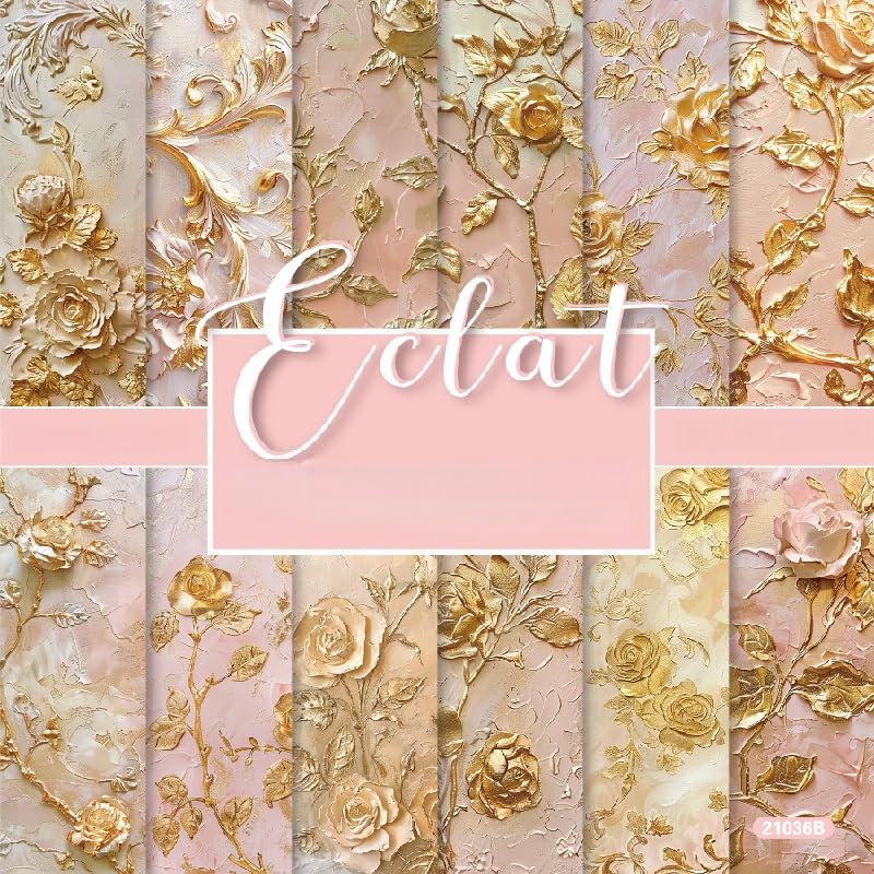 DiiWmme 24 Sheets Flower Scrapbooking Paper Pad,6x6Inch Decoupage Paper Sheets,12 Style Patterned Paper,Single-Sided Vintage Cardstock for DIY Card Making,Junk Journal and Craft Supplies (B)