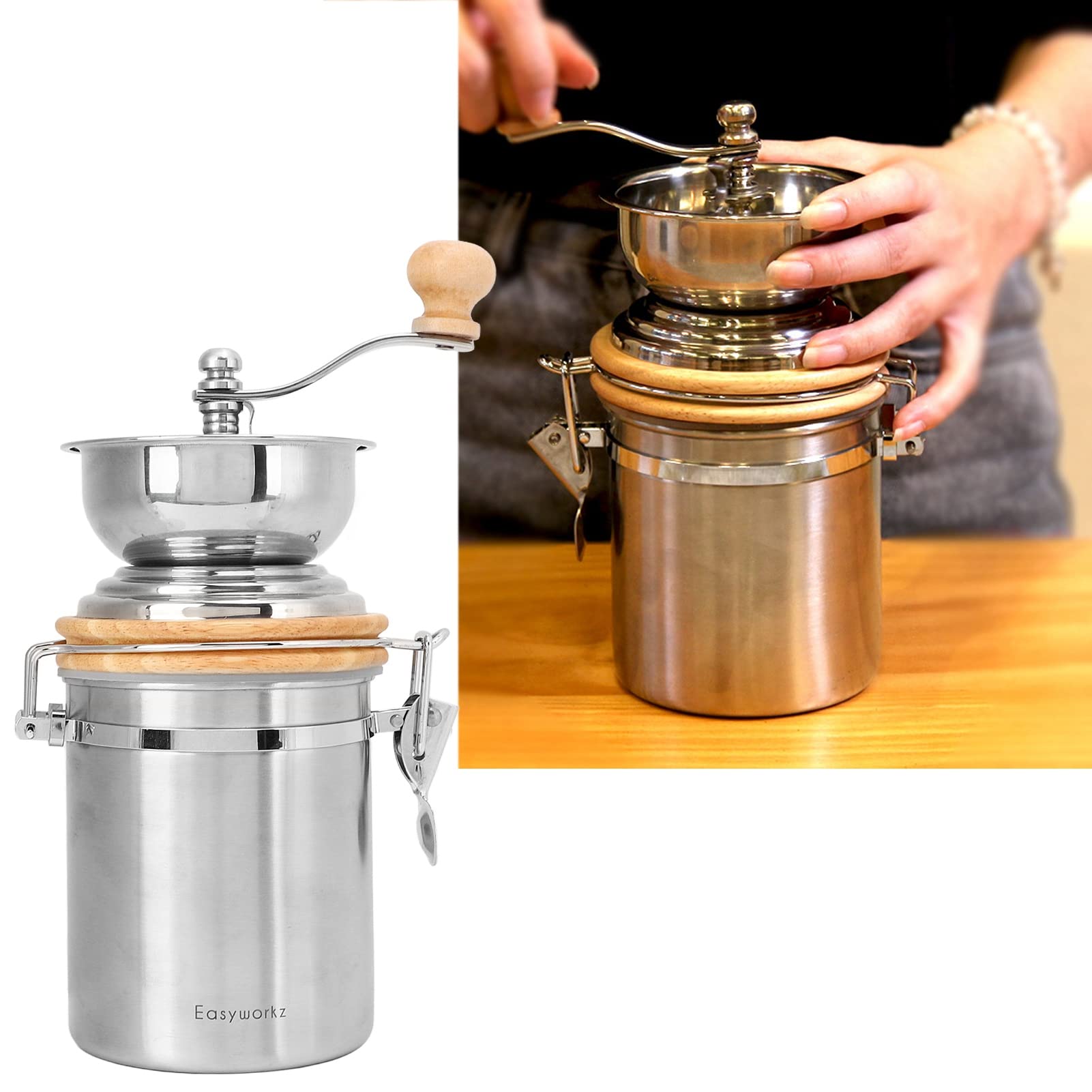Amazon | Xcello ハンドコーヒー豆ミル 304 ステンレス鋼の小型手動