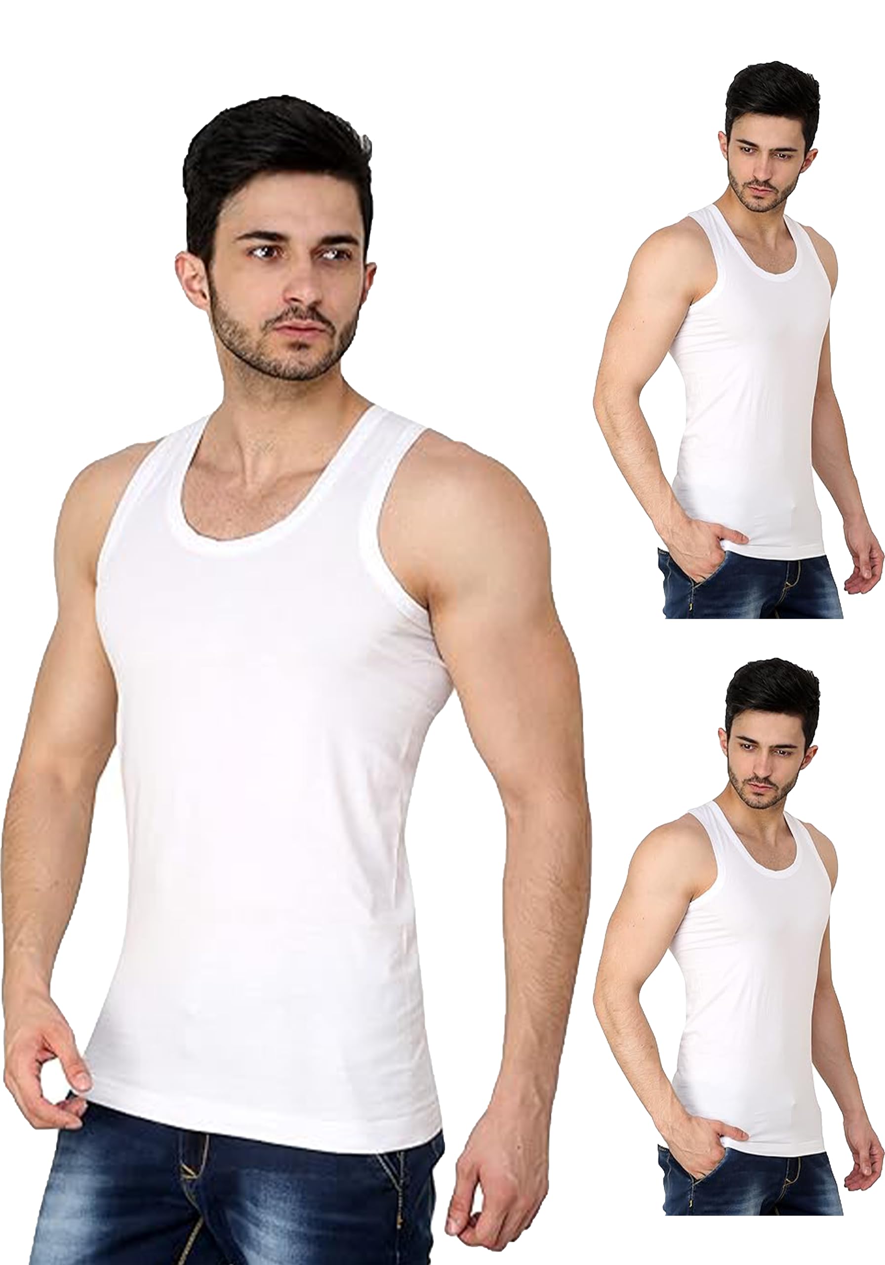Youngman Round Neck Sleeveless Cotton Vest Combo for Men, 100% Combed Cotton - Stretchable & Breathable - Comfortable Fit - Ideal Summer Innerwear-image-37