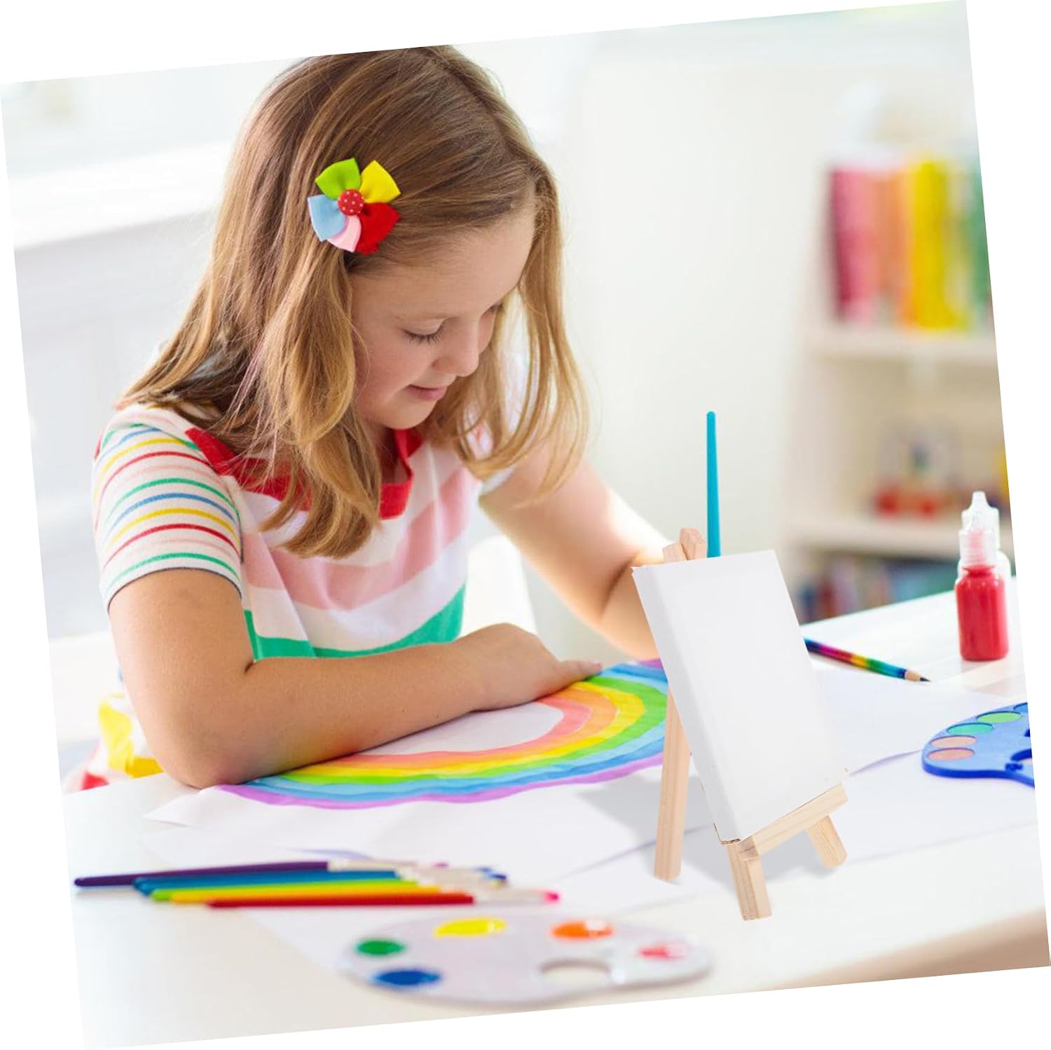 TEHAUX 12pcs Small Canvases Decorative Easels for Craft Projects Boys and Girls Art and Painting Display Stands for Showcasing Menus Pictures and Small Artwork