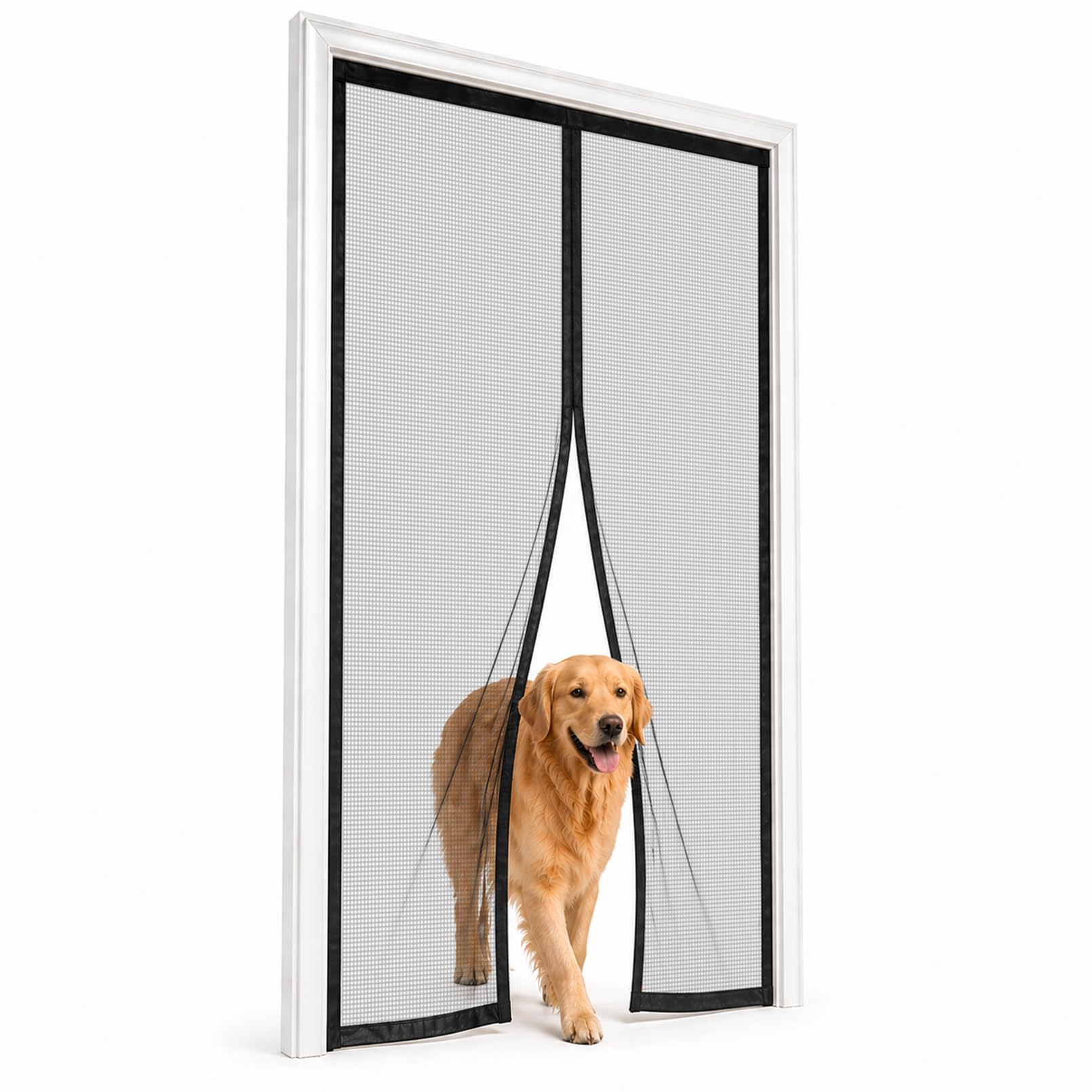 Cortina Mosquitera Negro 170×230cm Montaje Sin Herramientas Con Malla Transpirable para Entrada Principal Entrada Trasera y Puerta Lateral