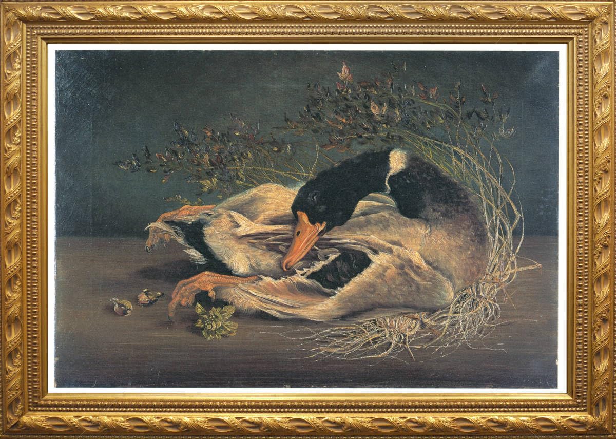 高橋　由一、鴨図、希少な額装用画集画、状態良好、送料込み 高橋 由一、鴨図、希少な額装用画集画、状態良好、送料込み、y321/