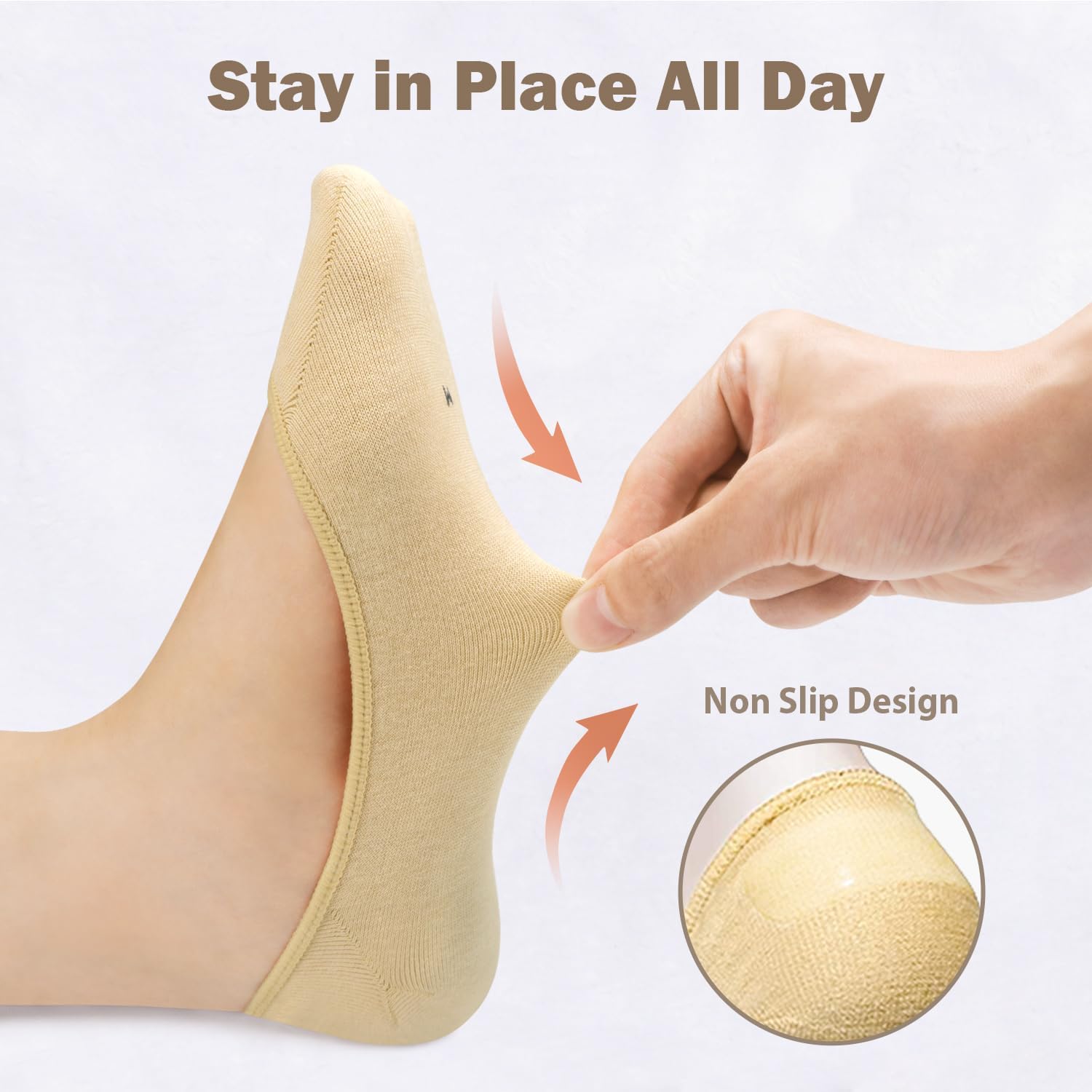 Jane Stone No Show Socks Women - Non Slip Hidden for Flats Boat Invisible Ultra Low Cut Liner Socks(Size 5-8/9-11)