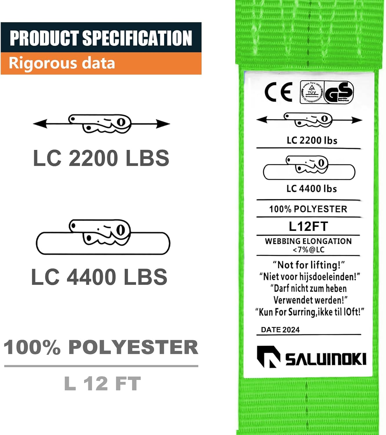 10Pack E Track 2 Ratchet Strap Etrack Van Box Truck Strap Accessories Heavy Duty 12ft E Track Accessories 4400lbs Breaking Load, 2200 Working Load Green - Image 4