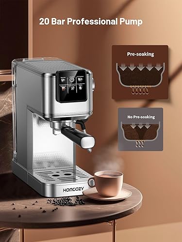 Miniatura 2 de Máquina de café expreso de 20 bares, cafetera caliente y fría con espumador de leche, pantalla táctil, tanque de agua compacto, máquinas de café