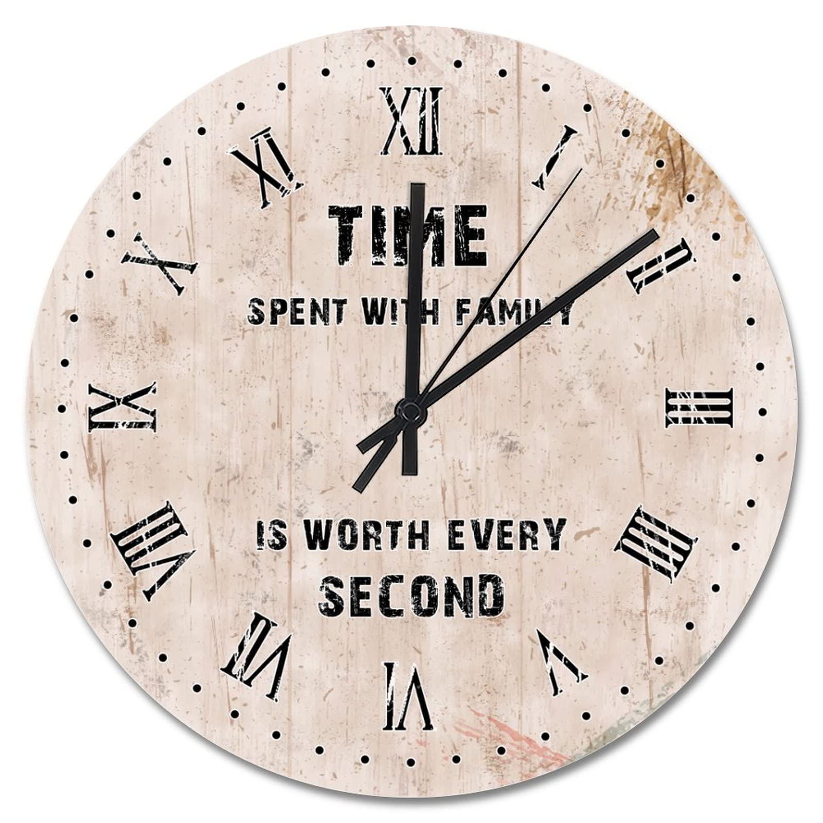 Horloge murale bois 38 cm pendule silencieuse a piles style campagne