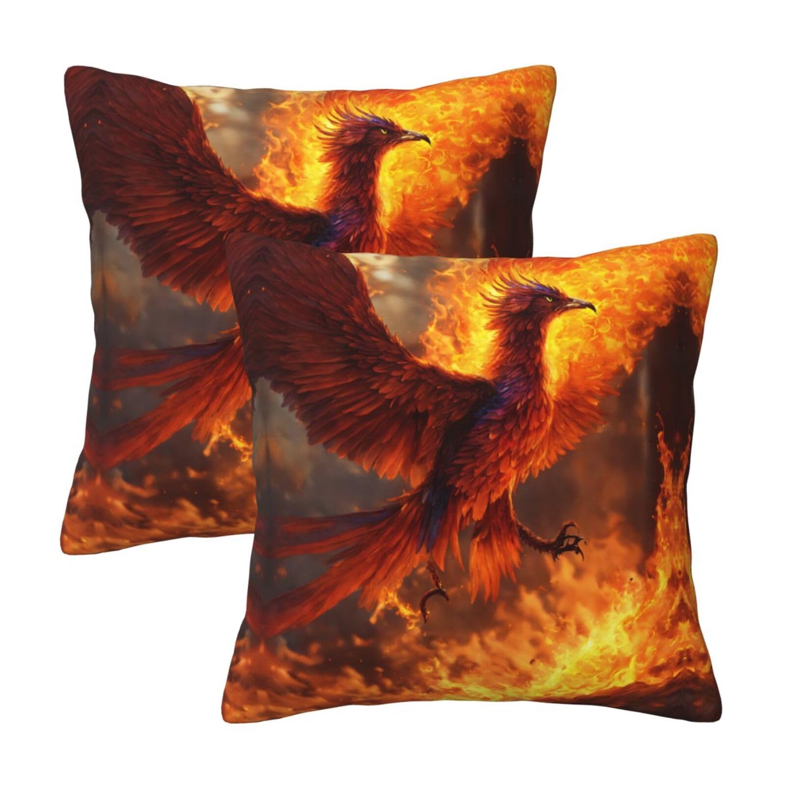 Kfjghhl Phoenix Throw Pillow Covers Decorative Farmhouse Couch Pillow Case 4 Sizes Square Cushion Pillcase