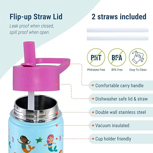 Miniatura 7 de Wildkin Paquete de bolsa de almuerzo con botella de agua de acero de 14 onzas (sirenas)