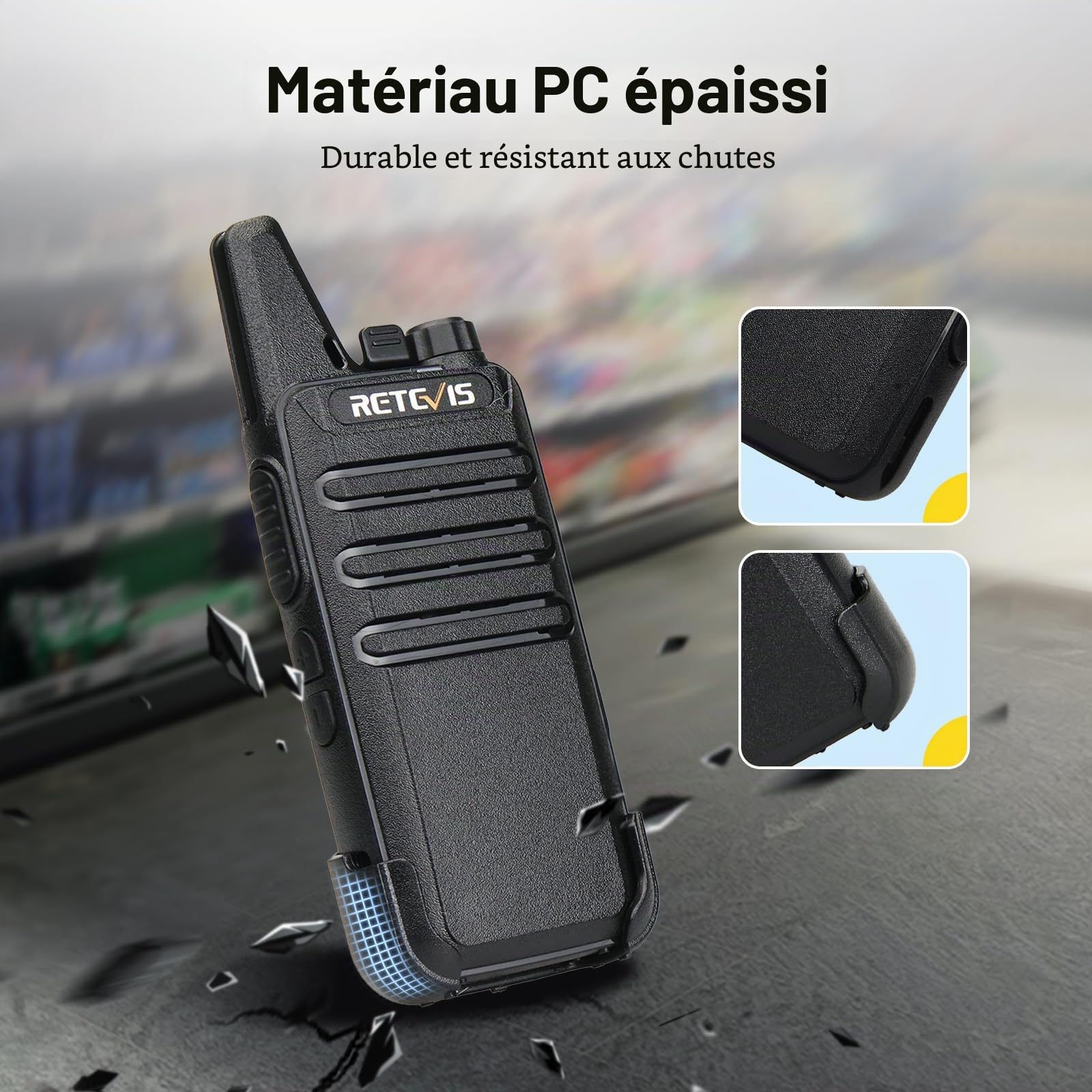 Retevis RT622 Talkie Walkie, Mini Walkie Talkie Rechargeable, PMR446 sans Licence, VOX Squelch CTCSS/DCS, Urgence Talkies Walkies Professionnel pour Vendre au Détail, L'école (Noir, 4 Pack)
