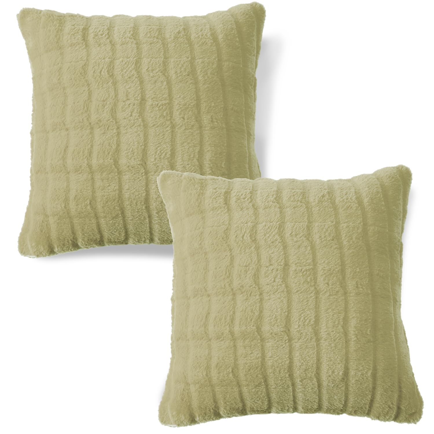 HOKIPO Plush Sofa Cushion Covers, 18 inch x 18 inch (45x45 cm), Pack of