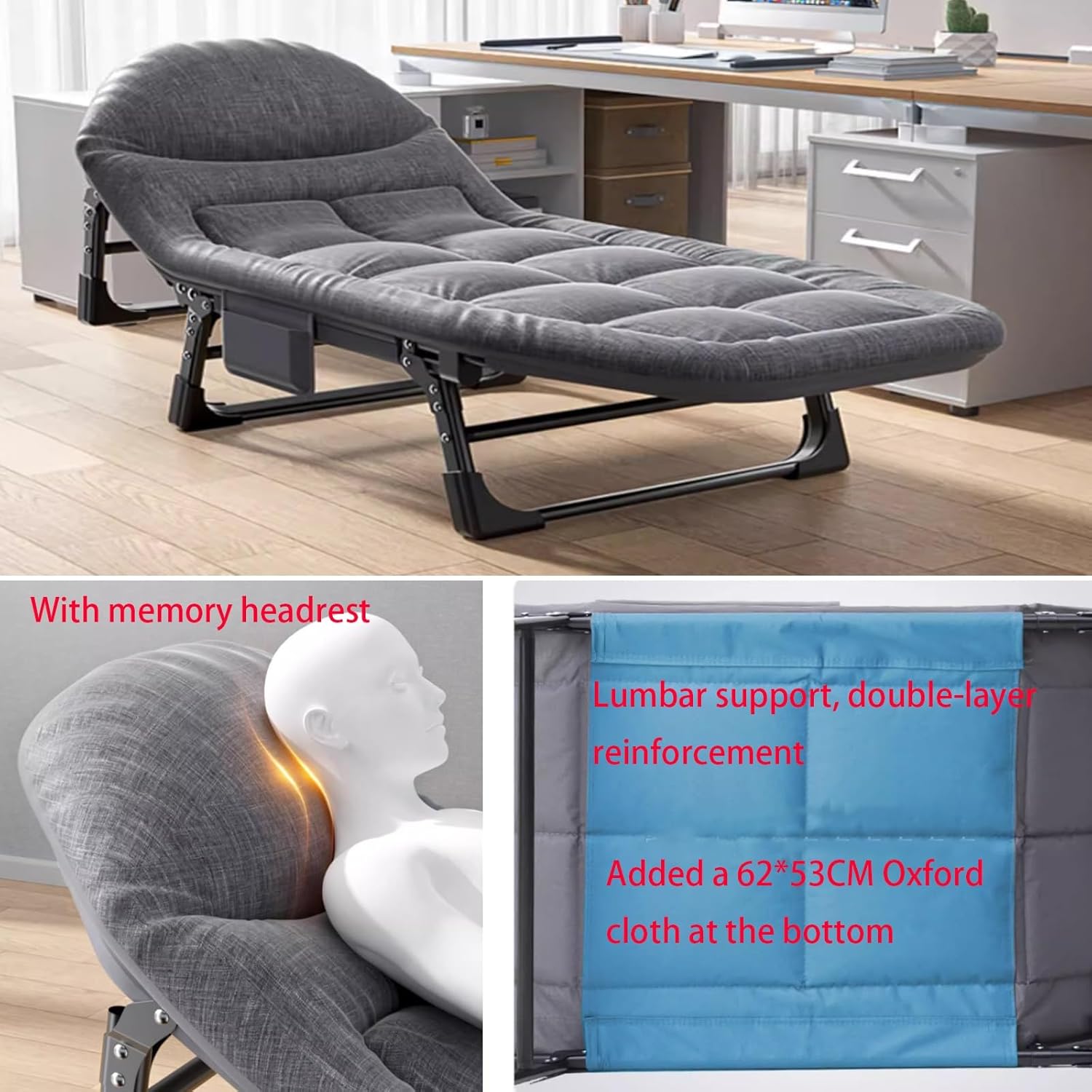 Camp Beds for Adults with Thick Mattresses, Foldable Bed with Side Pockets, Single Bed Guest Bed Foldable for Outdoor Travel Picnic Office Indoor Support 350kg(Natural)