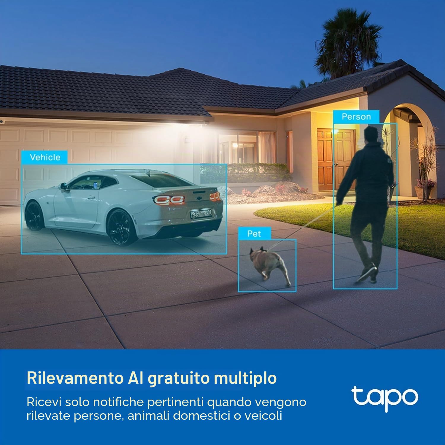 Tapo TP-Link C520WS, Telecamera di sicurezza Wi-Fi per esterni, definizione 4MP, visione notturna Starlight-Color, audio bidirezionale. Cloud Video Recording, Funziona con Alexa