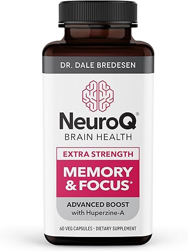 NeuroQ Memory & Focus Extra Strength - Aumenta el rendimiento cognitivo y la función cerebral - Apoya la neuroprotección y concentración - Huperzina