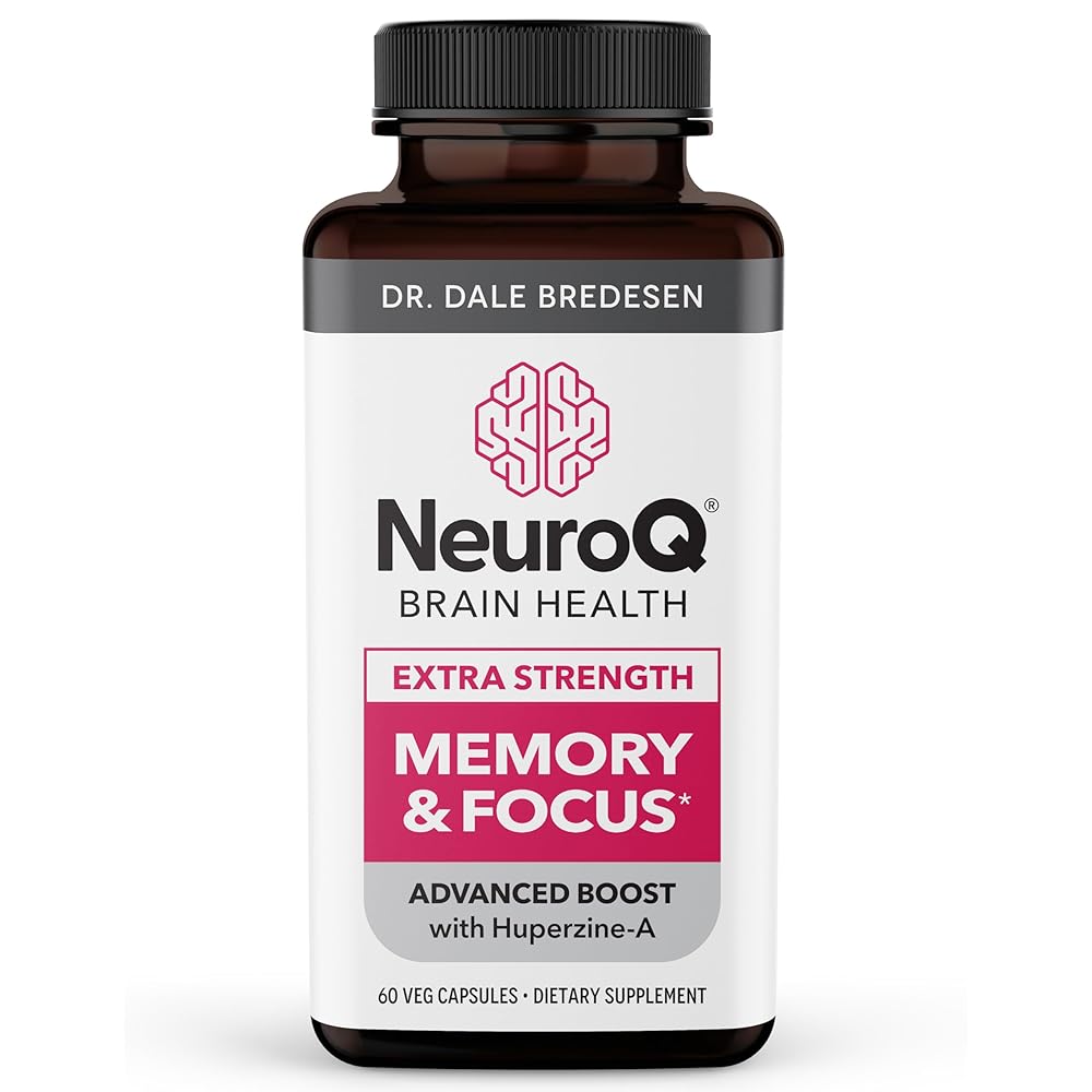 NeuroQ Memory & Focus Extra Strength - Boosts Cognitive Performance & Brain Function - Supports Neuroprotection & Concentration - Huperzine A, Gotu Kola, Ginkgo, Coffee Fruit & Propolis - 60 Capsules