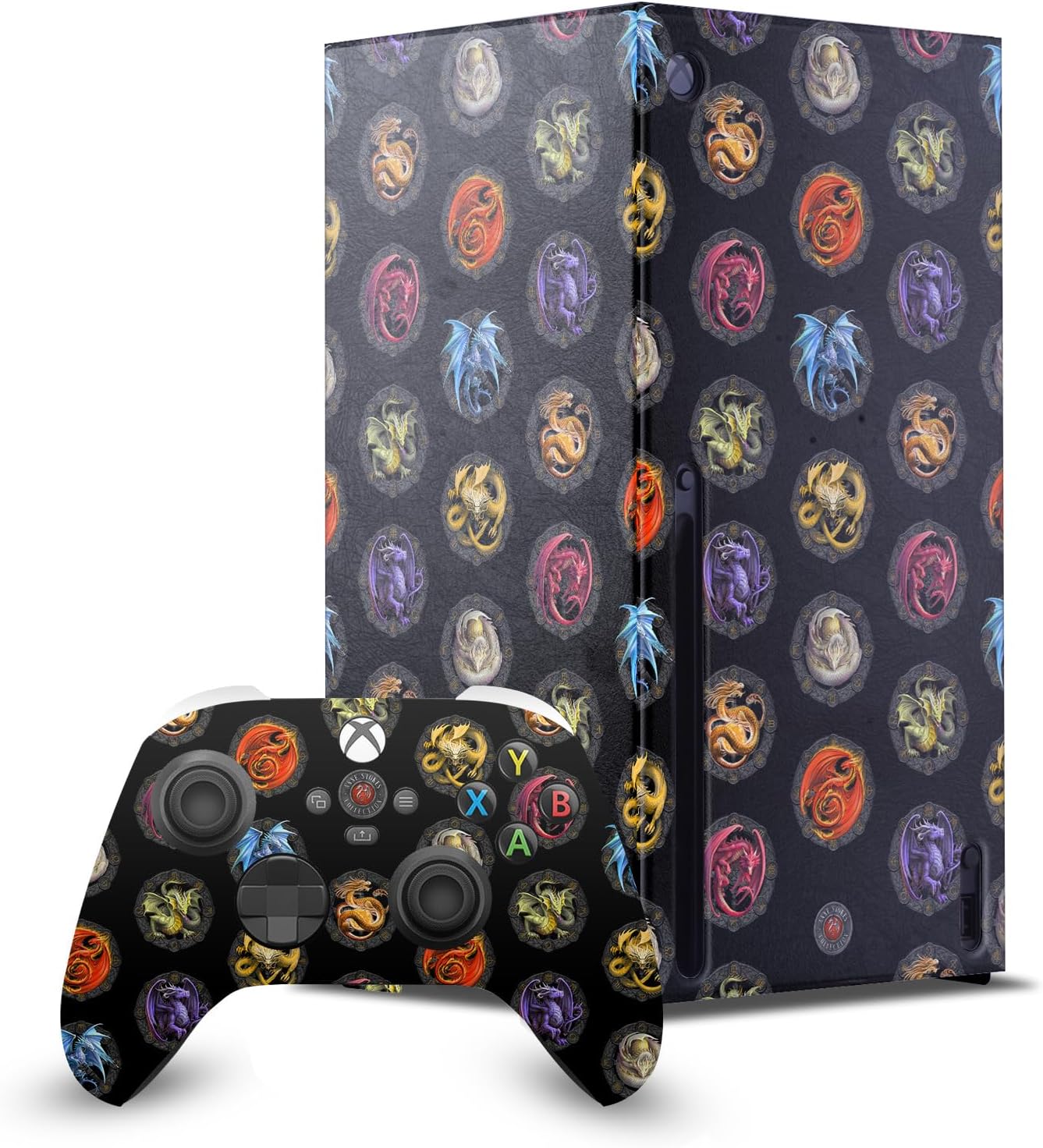 Head Case Designs Officially Licensed Anne Stokes Pattern Of Dragons Dragons Of The Sabbats Game Console Wrap and Game Controller Skin Bundle Compatible With Xbox Series X