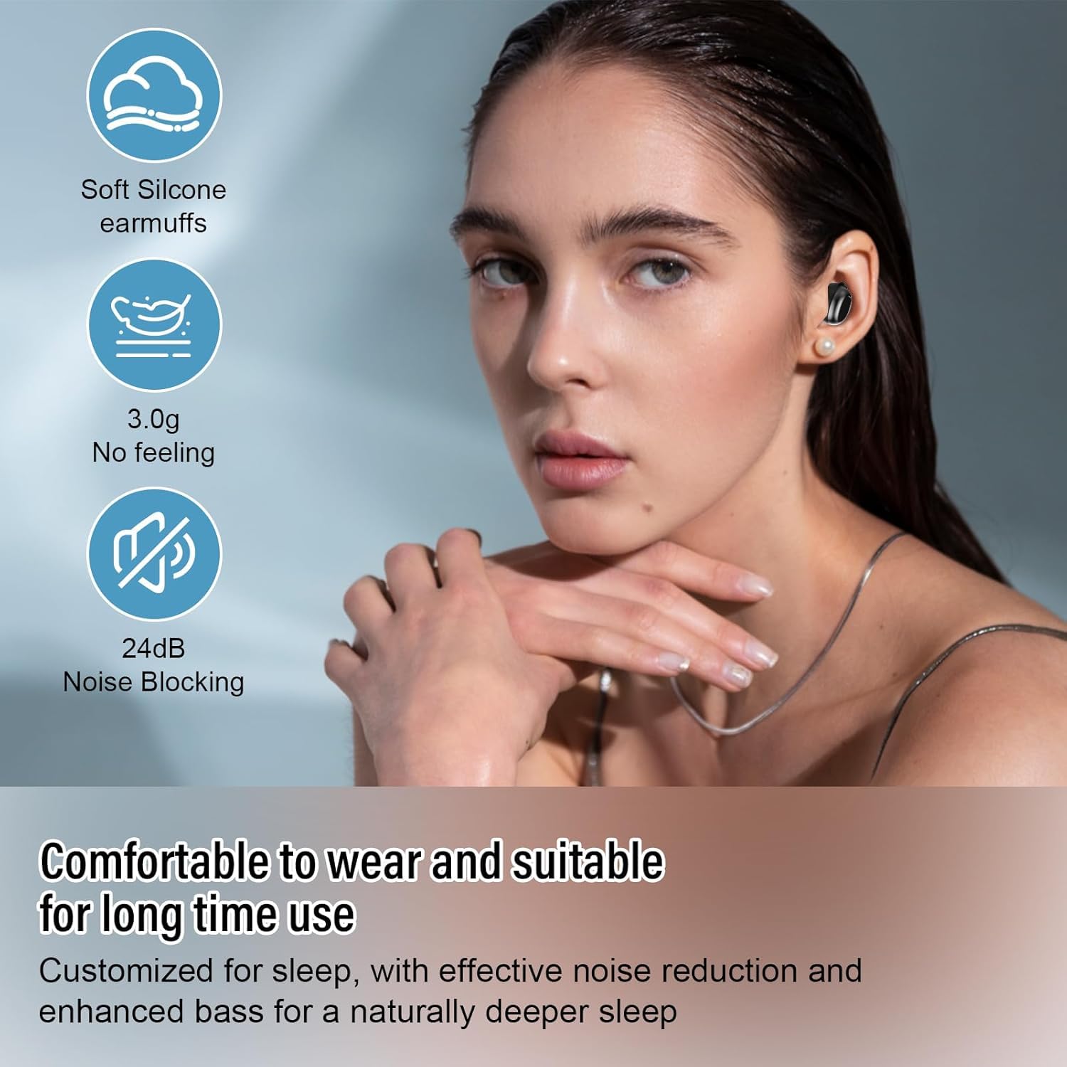 Auriculares Bluetooth, 2026 Mini In Ear Auriculares Inalámbricos Bluetooth 5.4 HiFi Sonido inmersivo, 47 horas de tiempo de reproducción, auriculares para dormir con enmascaramiento de ruido