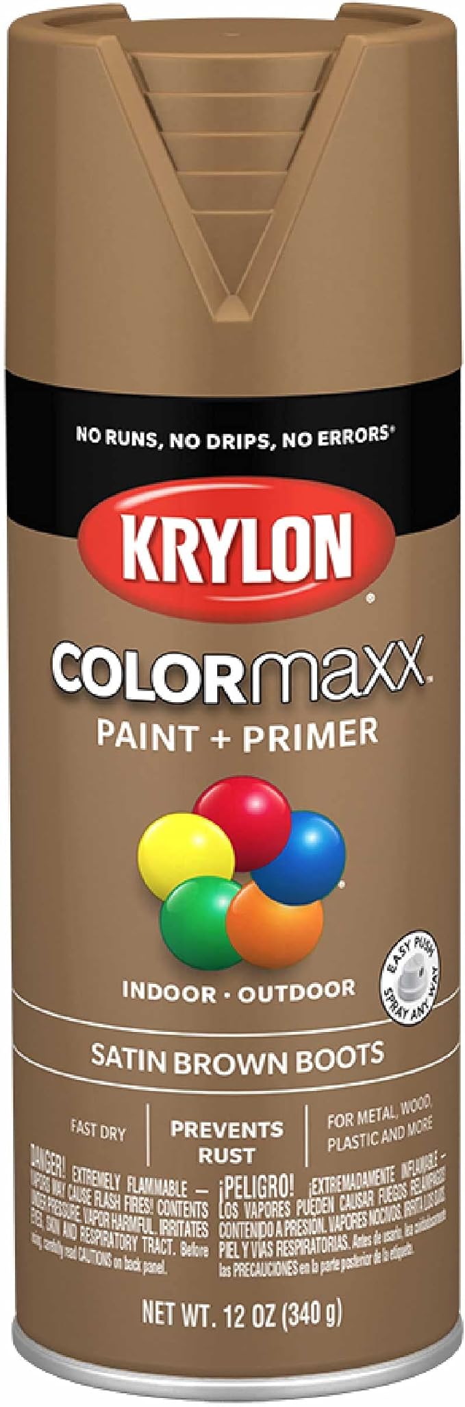 12 oz Krylon K05559007 Brown Boots COLORmaxx Paint & Primer Spray Paint