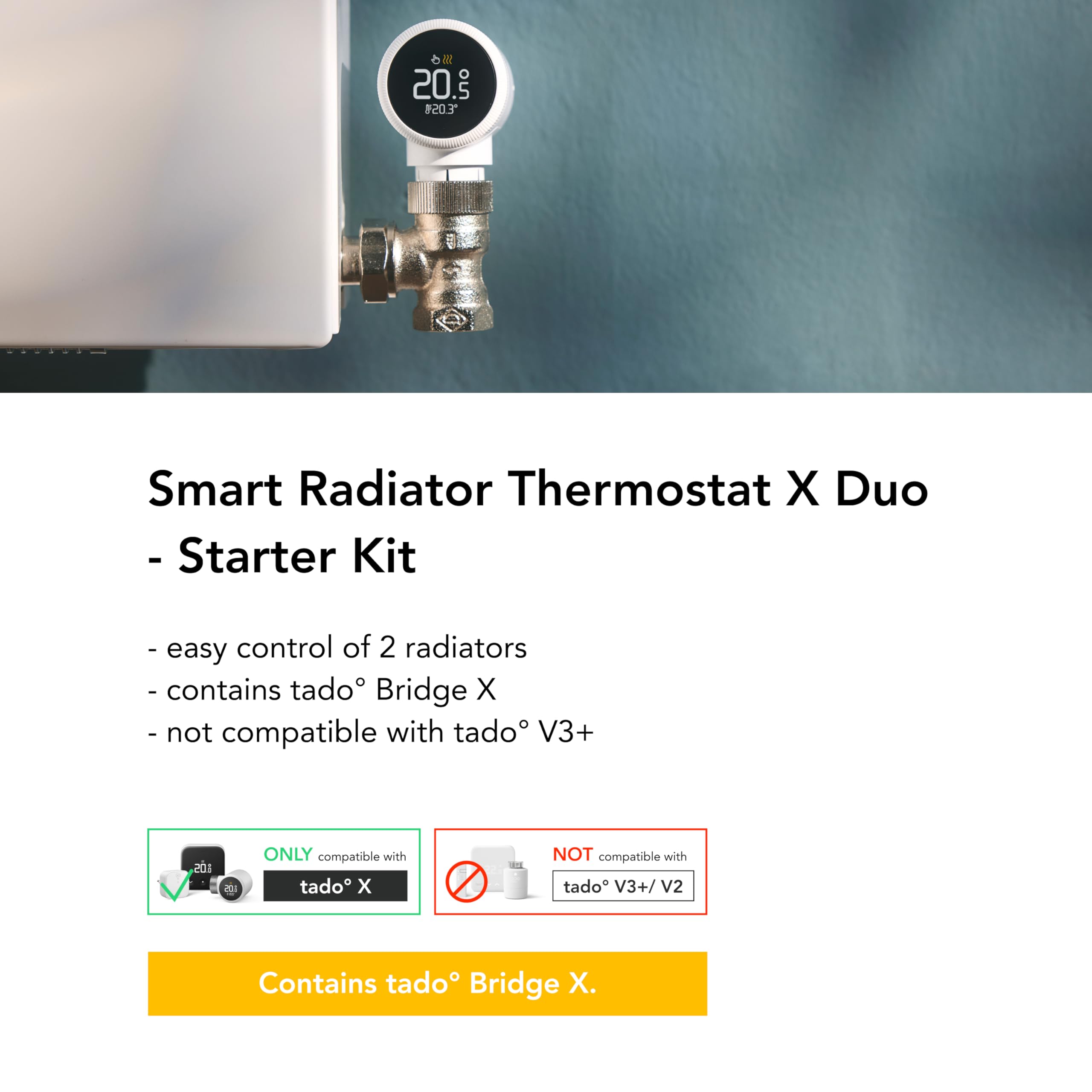 tado° Smart Radiator Thermostat X, Starter Kit with Bridge X, Heating Control via App and Smart Speaker (Alexa, Siri - Image 4