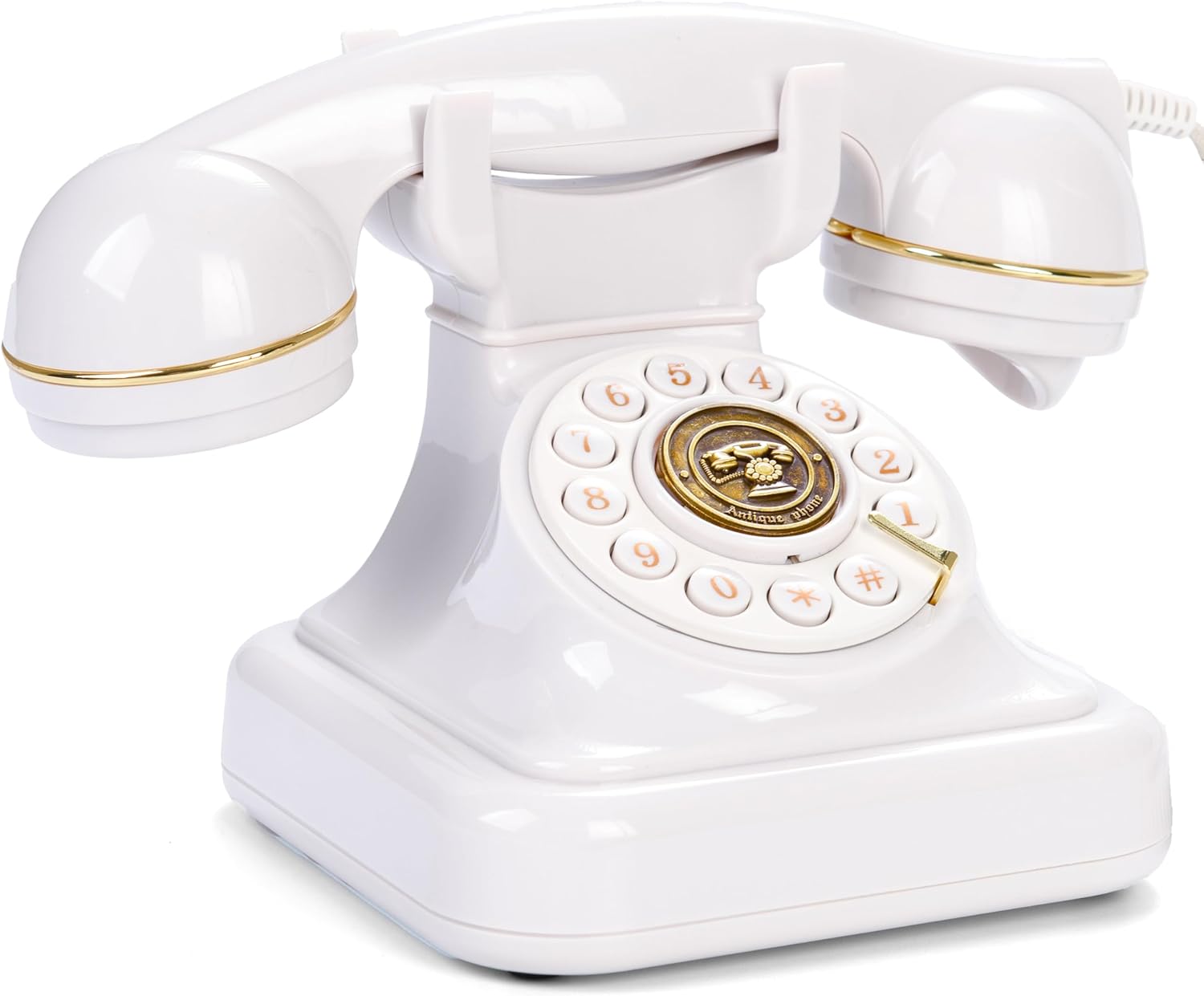 Audio Guest Book Wedding Phone Vintage Retro Wedding Guestbook Phone Voice Message Recorder for Cherishing Memories, Wedding Ceremonies(Elegant White)