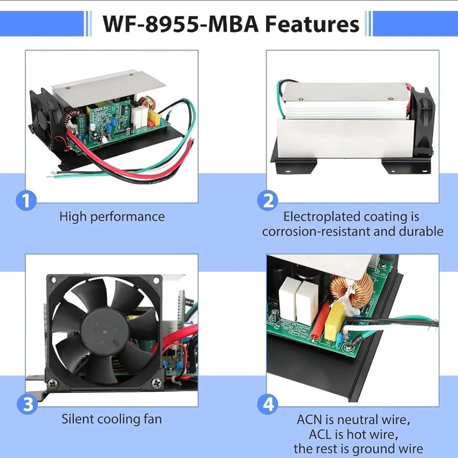 RV Power Converter, RV Converter Multistage Smart Charging 55 Converter 12V DC Main Board Assembly Replacement Unit for WF 8955