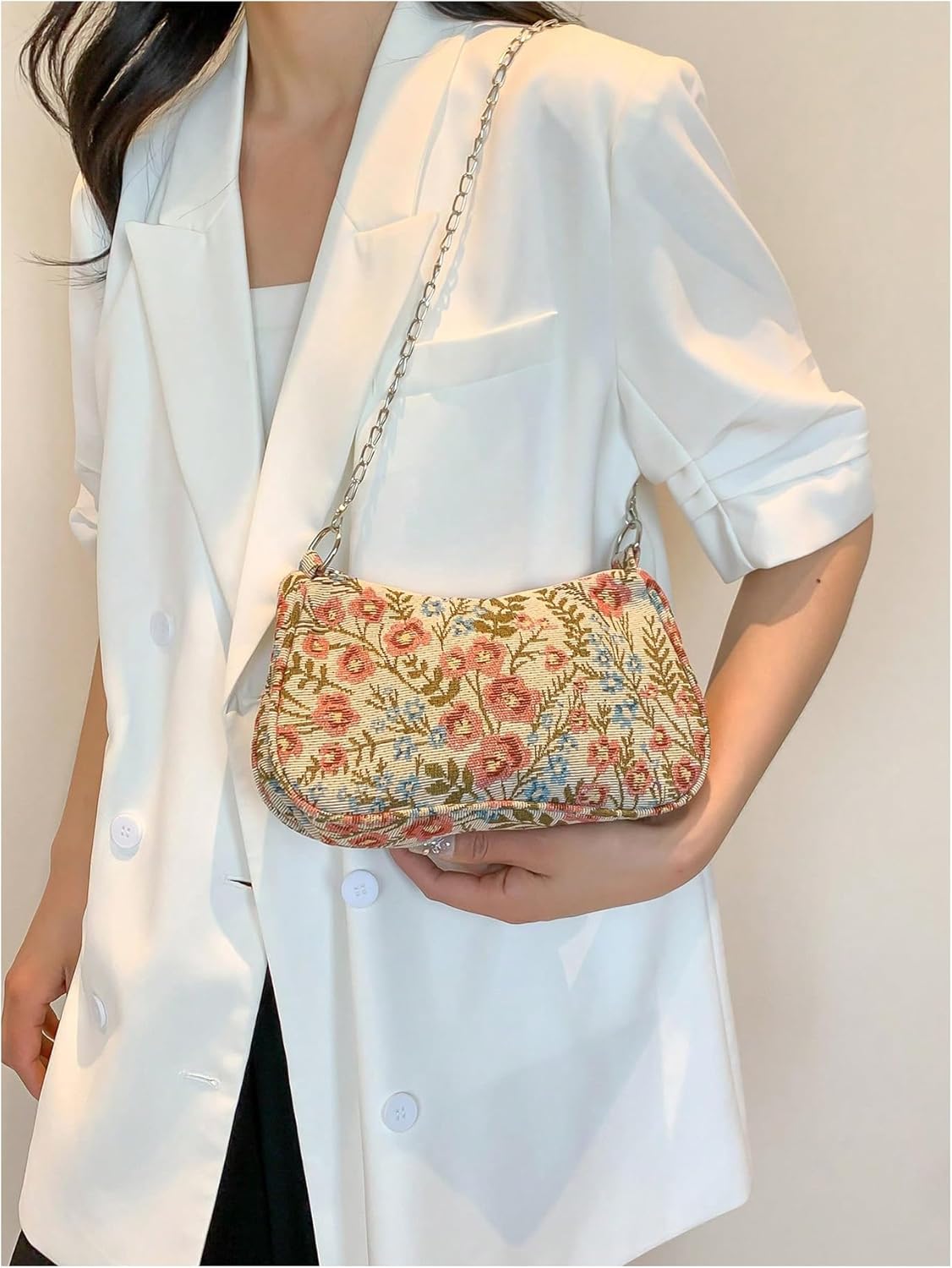 Verdusa Women's Floral Print Shoulder Bags Casual Underarm Purses with Chain Strap - Image 3