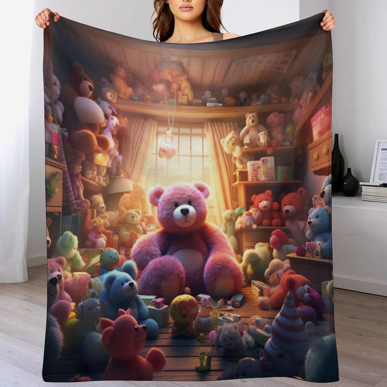 Manta de franela Cute Bear (150x200 cm) suave y cálida para sofá