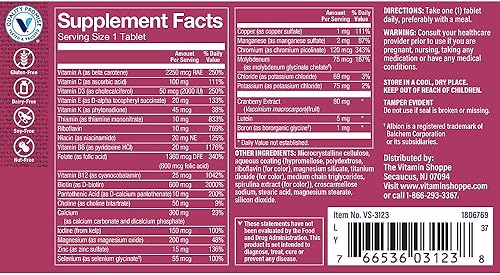 Miniatura 3 de The Vitamin Shoppe One Daily Multivitamínico para mujer 50+ sin hierro, suplemento multimineral, apoya la producción de energía, apoya la salud