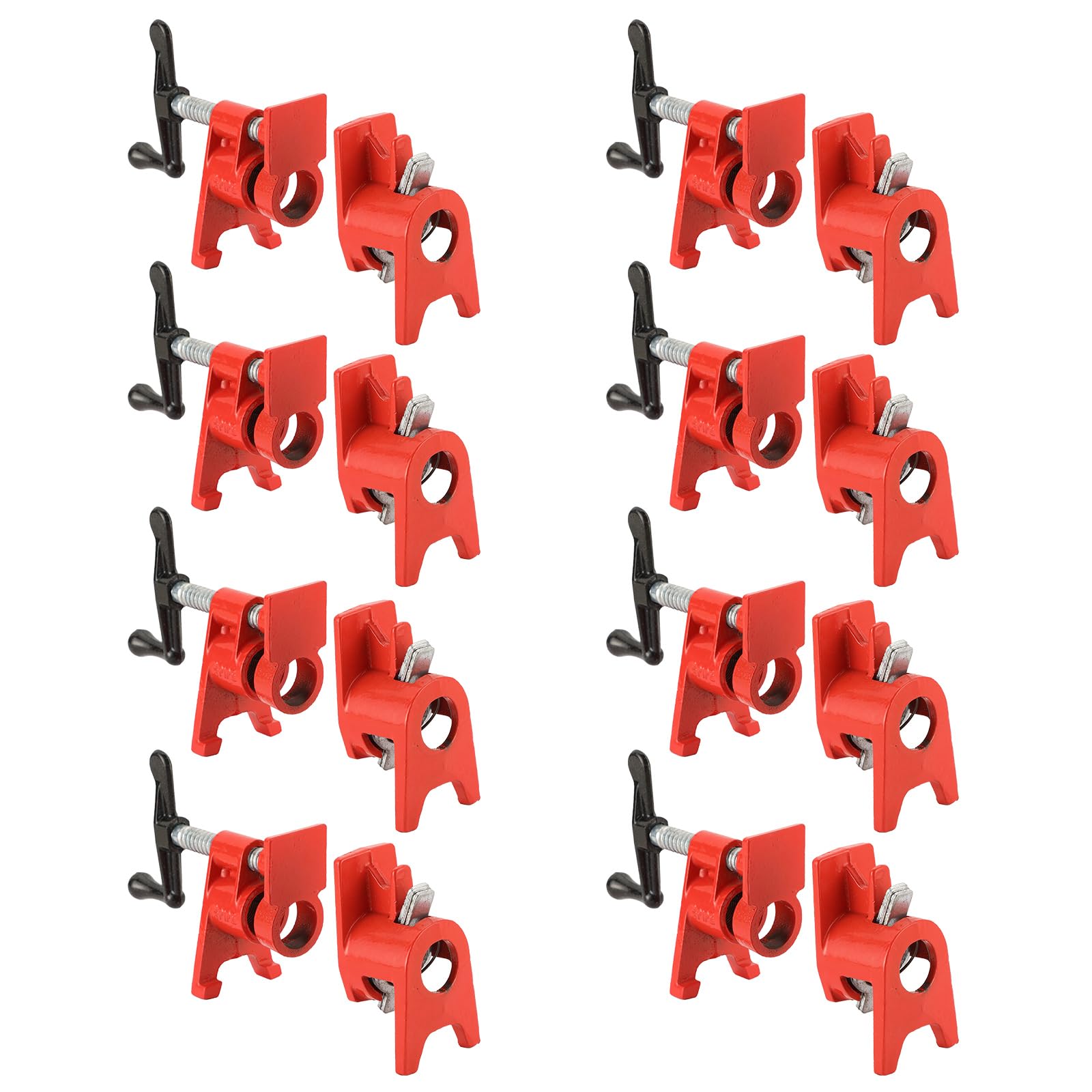 Juego de abrazaderas de tubo para pegar madera de 3/4 pulgadas con diseño único de pie, abrazaderas de barra de hierro fundido, herramientas de abrazadera de tubo de liberación rápida para