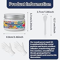 Vista 2 de Lechada de mosaico de cristal blanco de 7.05 oz, lechada de llenado hecha a mano con huecos de llenado de mosaicos, elección perfecta para proyectos