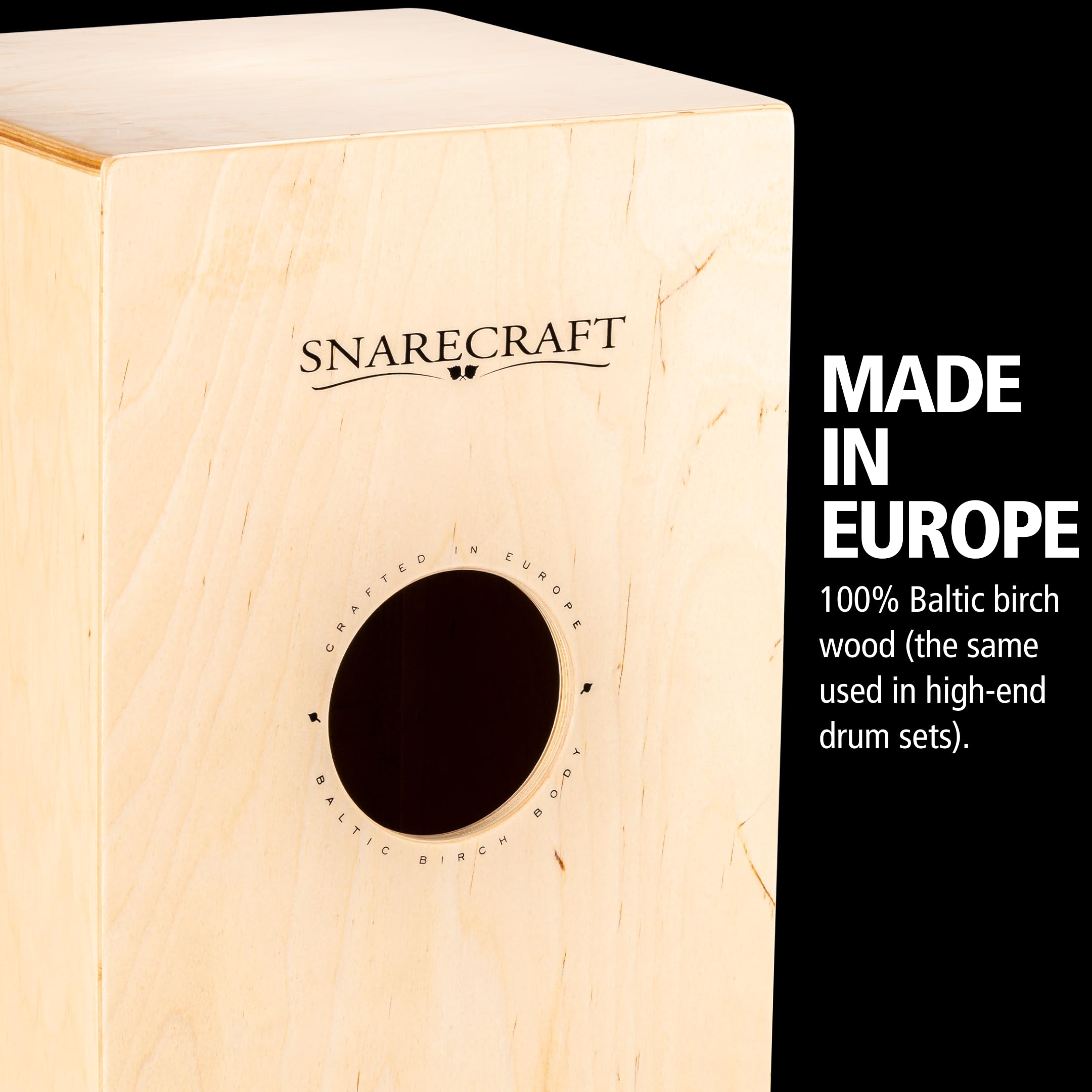 Meinl Percussion Snarecraft Cajon Instrument - Große Trommelkiste mit zwei Snare-Teppichen - Baltische Birke, Natur/Blau (SC100BLB)